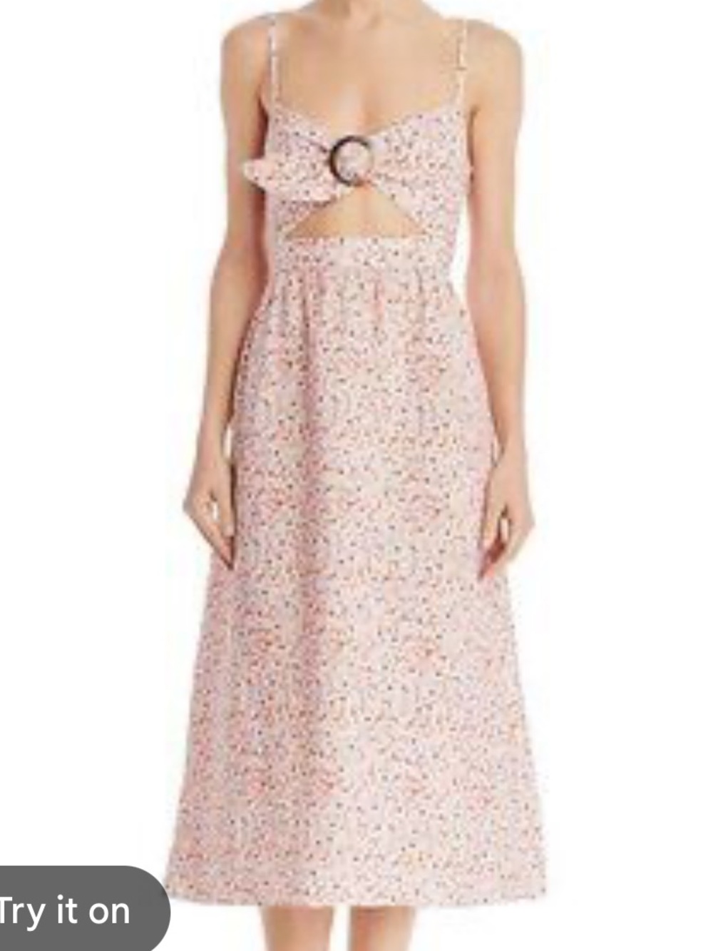 Fame and partners blue pink cutout midi floral dress buckle size 8
